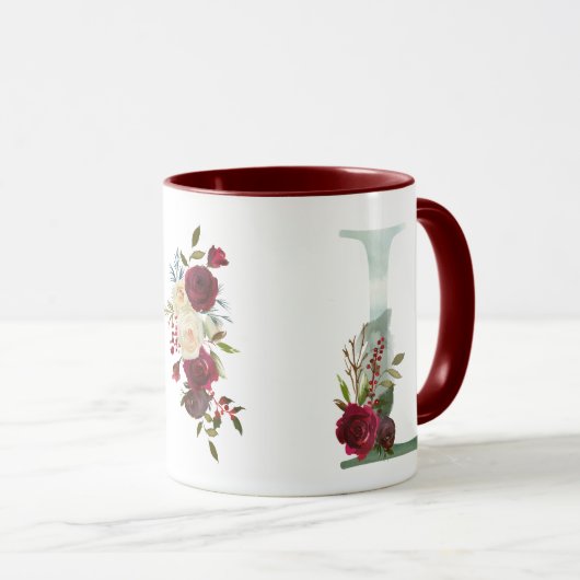 Mug Boho Floral Monogram L Café (Devant droit)