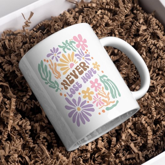 Mug Boho Floral Retro ne perdez jamais espoir