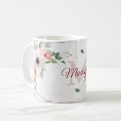 Mug Boho Floral Rose géométrique Nom du monogramme per (Devant gauche)