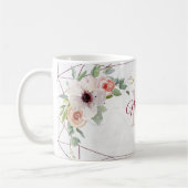 Mug Boho Floral Rose géométrique Nom du monogramme per (Gauche)