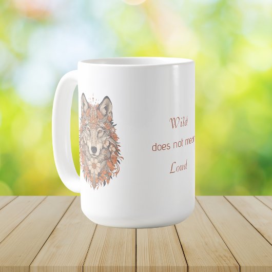 Mug Boho Floral Wolf Psychedelic Art 