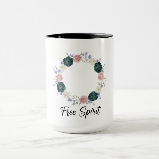 Mug Boho Floral Wreath "Free Spirit" (Centre)