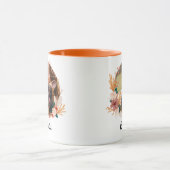 Mug Boho Floral Wreath script Nom Chien Photo Musique (Centre)