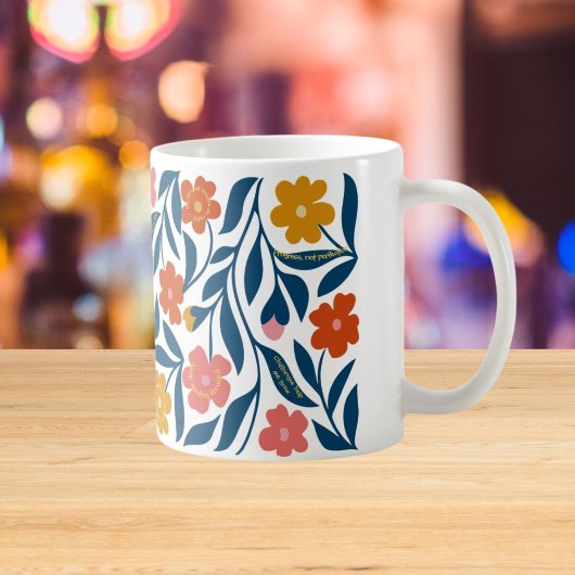 Mug Boho Folk Floral Art, Affirmation Positive Cadeau