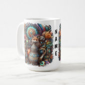 Mug Boho Fox Raccoon Floral Design (Devant gauche)