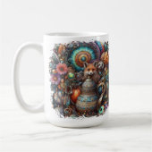 Mug Boho Fox Raccoon Floral Design (Gauche)