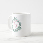 Mug Boho Green Wreath Red Berries Joy Holiday (Devant gauche)