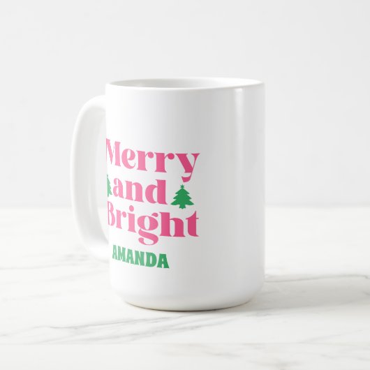 Mug Boho Joyeux Noël rose pâle (Devant gauche)