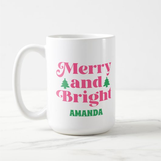 Mug Boho Joyeux Noël rose pâle (Gauche)