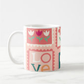 Mug Boho Love & Hearts Motif Fleur Postage Timbre (Gauche)