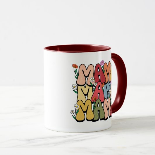 Mug Boho "Mama" Stacked Typography (Devant droit)