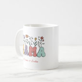 Mug Boho Mama Texte avec Fleurs et Noms d'Enfants (Devant gauche)