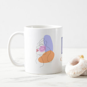 Mug Boho minimaliste Art Bleu Orange Pastel personnali