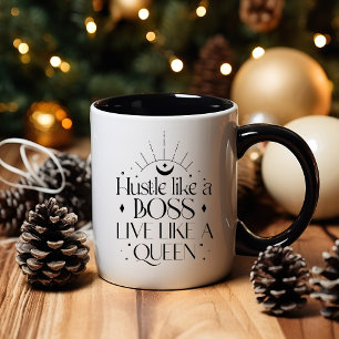 Mug Boho minimaliste noir et blanc Lune Lady Boss