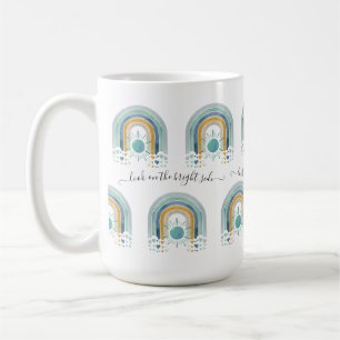 Mug BOHO Moderne Arc-en-ciel Soleil Coeur Aquarelle Bl