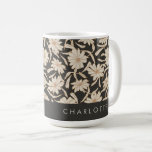 Mug Boho Moderne Botanique Noir Ivoire Personnalisé<br><div class="desc">Boho Moderne Botanique Noir et ivoire Personnalisé Café Mug</div>