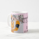 Mug Boho moderne heureux anniversaire ajouter nom date (Devant gauche)