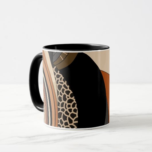 Mug Boho moderne orange noir neutre (Devant gauche)