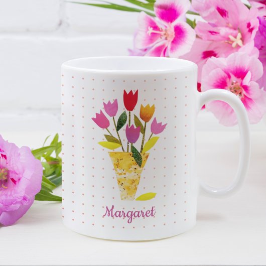 Mug Boho Moderne Tulips Printemps de Pâques Illustré à