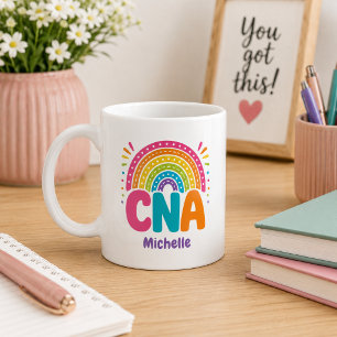 Mug Boho Monogramme Arc-en-ciel AIDE-SOIGNANTE 
