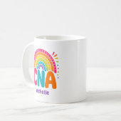 Mug Boho Monogramme Arc-en-ciel AIDE-SOIGNANTE (Devant gauche)