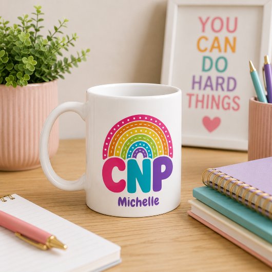 Mug Boho Monogramme Arc-en-ciel CNP