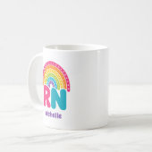 Mug Boho Monogramme Arc-en-ciel RN (Devant gauche)