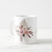 Mug Boho Monogramme Fleurs Séchées d'Herbe de Pampas R (Devant gauche)