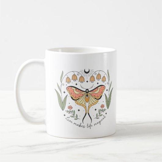 Mug Boho Mystic Moths Love Rend La Vie Magique (Gauche)