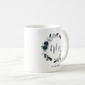 Mug Boho Navy Peony Floral Wreath | Mme (Devant droit)