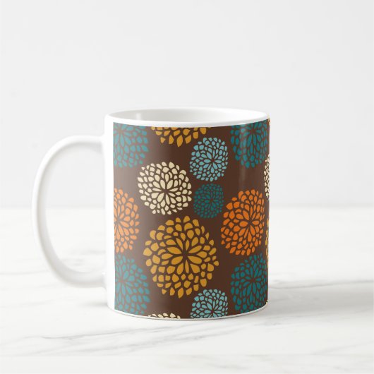 Mug Boho Orange Brown Retro Pois coloré (Gauche)