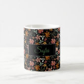 Mug Boho orange rose fleur aquarelle motif noir (Centre)