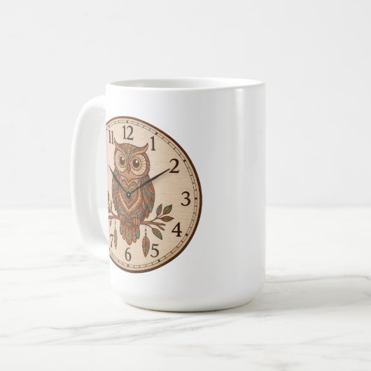 Mug Boho Owl Large Wall Clock (Devant gauche)