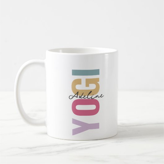Mug Boho Pastel Couleur Yogi Avec Nom Motivation Citat (Gauche)