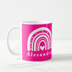 Mug Boho personnalisé arc-en-ciel rose chaud