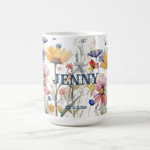 Mug Boho personnalisé Fleur sauvage d'automne Bridesma