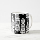 Mug Boho plumes : motif noir et blanc (Devant droit)