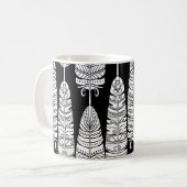Mug Boho plumes : motif noir et blanc (Devant gauche)