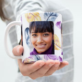 Mug Boho plumes violet jaune blanc photo