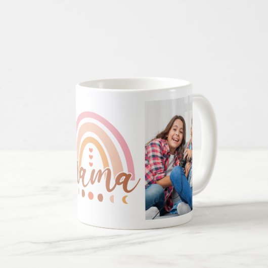 Mug Boho Rainbow Moon Phases Mama 2 Photos (Devant droit)