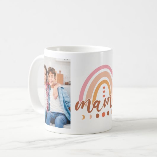 Mug Boho Rainbow Moon Phases Mama 2 Photos (Devant gauche)