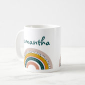 Mug Boho Rainbow Nom personnalisé Pastel Trendy (Devant gauche)