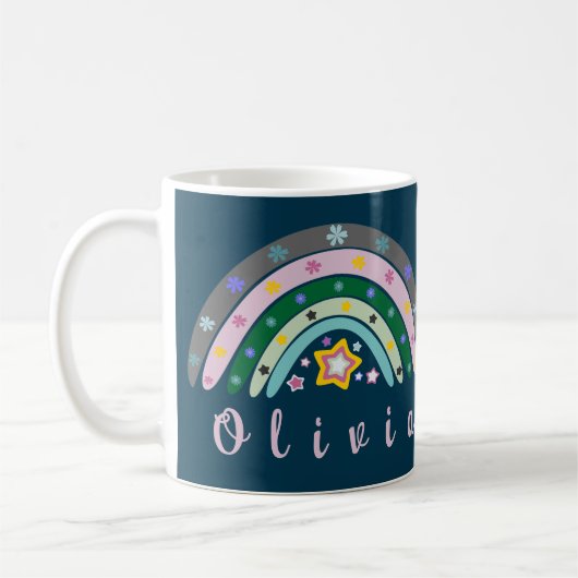 Mug Boho Rainbow tendance avec nom personnalisé (Gauche)