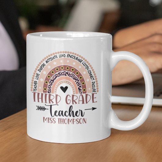 Mug Boho Rainbow Tumbler for 3rd Grade Teacher