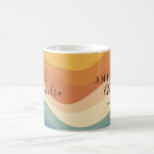 Mug Boho Retro Script Abstrait Wavy Lines Jaune Bleu (Centre)