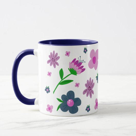 Mug Boho Rose Indigo Fleurs Bleues | Café à deux tons (Gauche)
