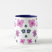 Mug Boho Rose Indigo Fleurs Bleues | Café à deux tons (Centre)