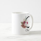 Mug Boho rose monogramme Floral O initial (Devant droit)
