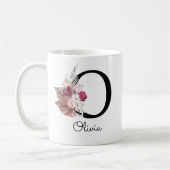 Mug Boho rose monogramme Floral O initial (Gauche)