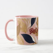 Mug Boho rose vif Feuilles Collection moderne (Gauche)